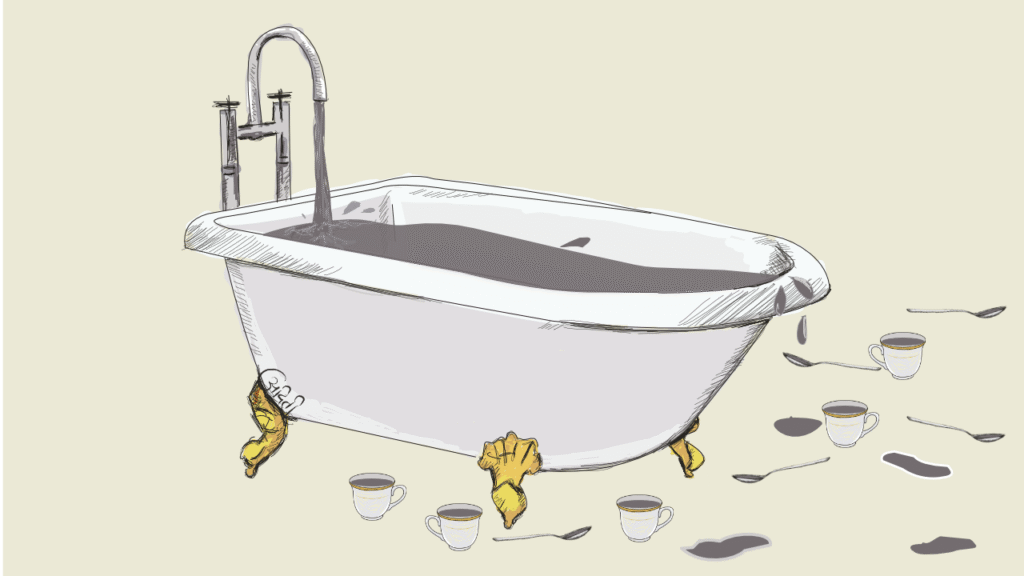 bathtub overflowing tap full on